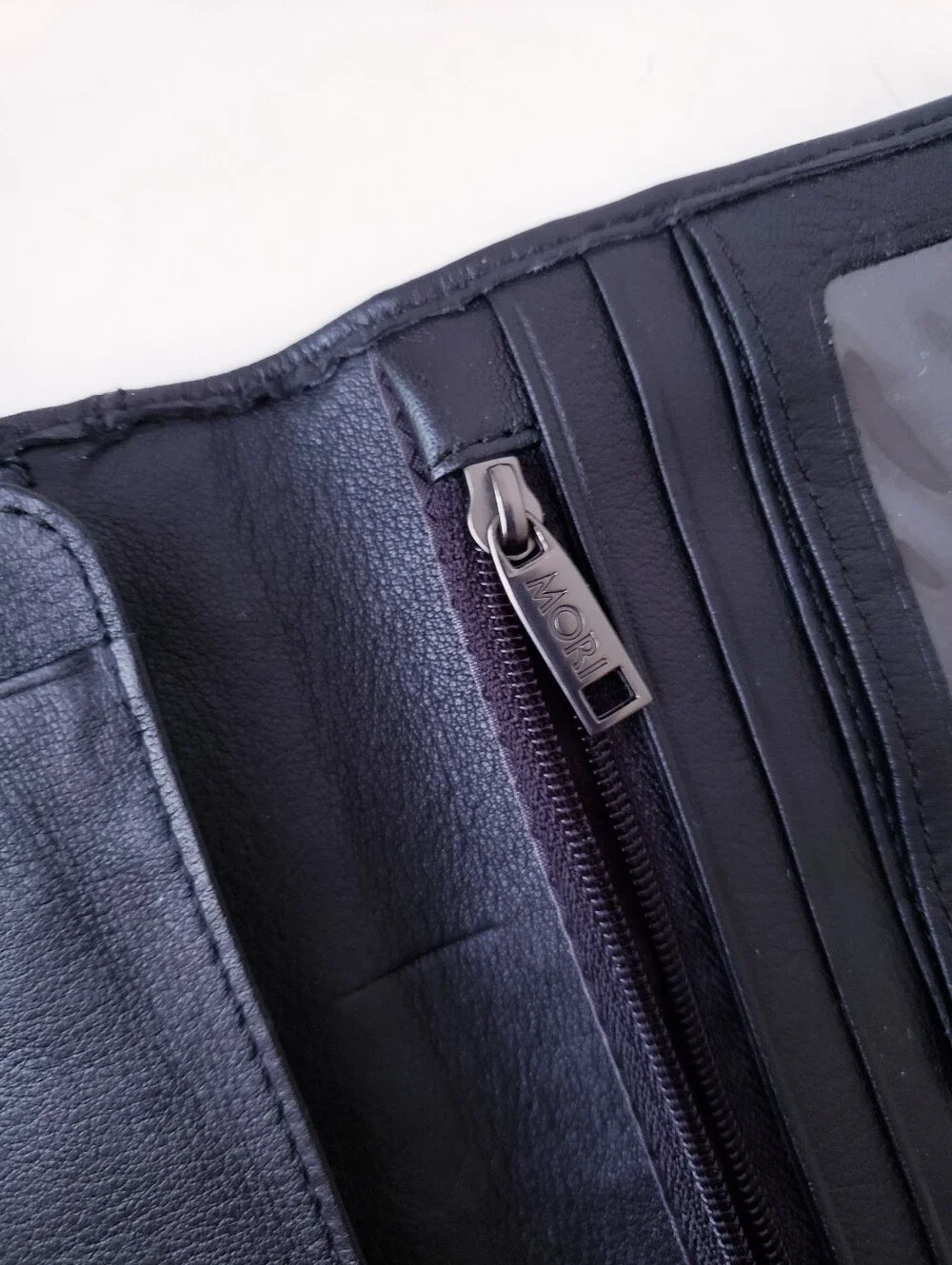 Vintage Mori Black Leather Large Travel Wallet